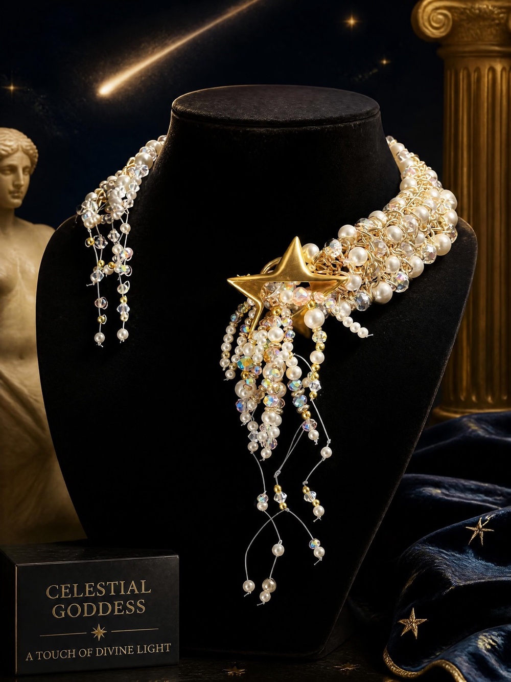 The Asteria Collar: A Handcrafted Celestial Statement Glass and Chain